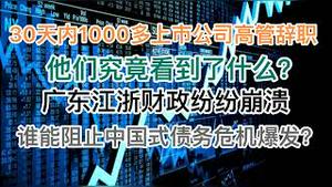 最新！30天内1000多上市公司高官辞职，他们究竟看到了什么？恐惧什么？广东江苏浙江富省财政断崖下崩，谁能阻止中国式债务危机爆发？(20240911第1271期)