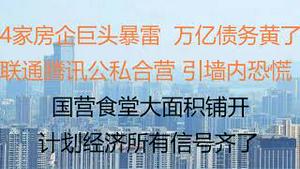 财经冷眼：4家房企巨无霸暴雷，万亿债务违约来了！联通、腾讯公私合营 ，墙内恐慌！国营食堂大面积铺开，计划经济所有信号齐了，苦日子来了！（20221103第893期）