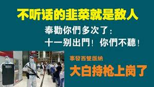 不听话的韭菜就是敌人！奉劝你们多少次了：十一别出门！你们不听！事发西双版纳，大白持枪上岗了。2022.10.05NO1532#西双版纳#大白