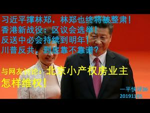 习近平撑林郑，林郑还会被整肃？区议会选举中共必作弊，反送中将添新诉求！川普反共，到底靠不靠谱？网友共议：北京小产权房业主怎样维权！（一平快评36，20191105）