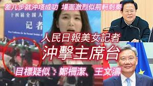 人民日报美女记者，冲击主席台。目标疑似：郑栅洁、王文涛。2024.03.13NO2226